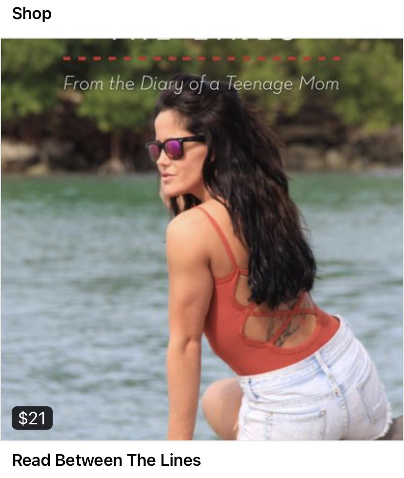 Facebook lovingly suggest jenelle evans groundbreaking literary masterpiece “read between the lines” sold somewhat directly by jenelle herself. Well she posted an amazon link to it. She’s not the Amazon seller either. Only $21 bucks https://t.co/2F1M0yoI7d