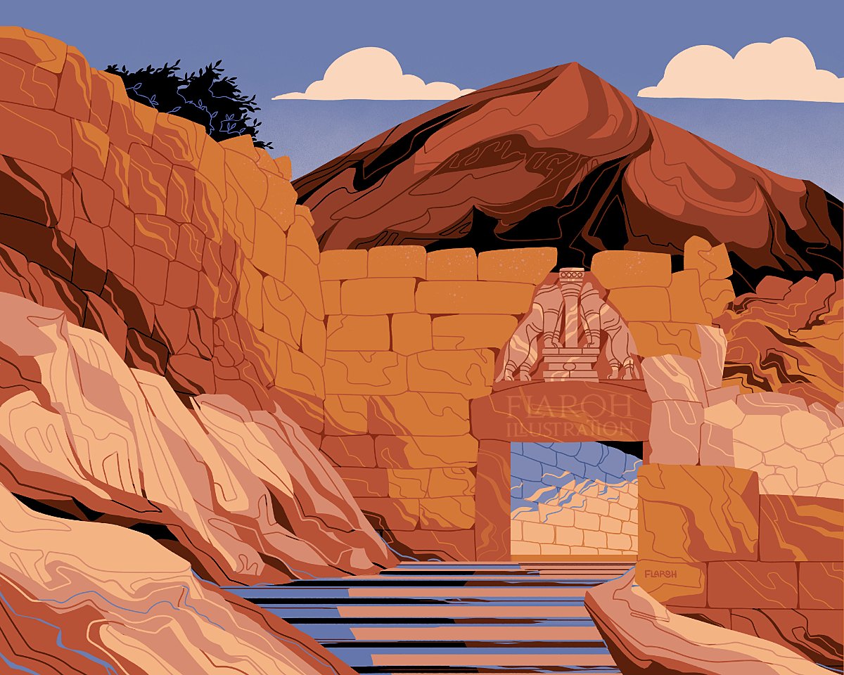 「No thoughts, just the Mycenae lion gate 」|Flora 🏺のイラスト