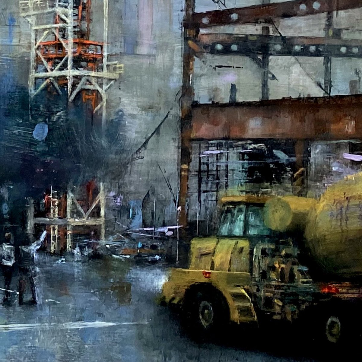 Bravadopaint's tweet photo. “Sky Crane on Maple Street” (Detail)  BRAVADOPAINT .com #Grabowski••••••••••••#art #fineart #painting #impressionism #realism #style #design #SanFrancisco #outdoors #Engineering #architecture #construction #crane #machines #street #work #building #remodel #retro #sky https://t.co/yVFs3Usnl6