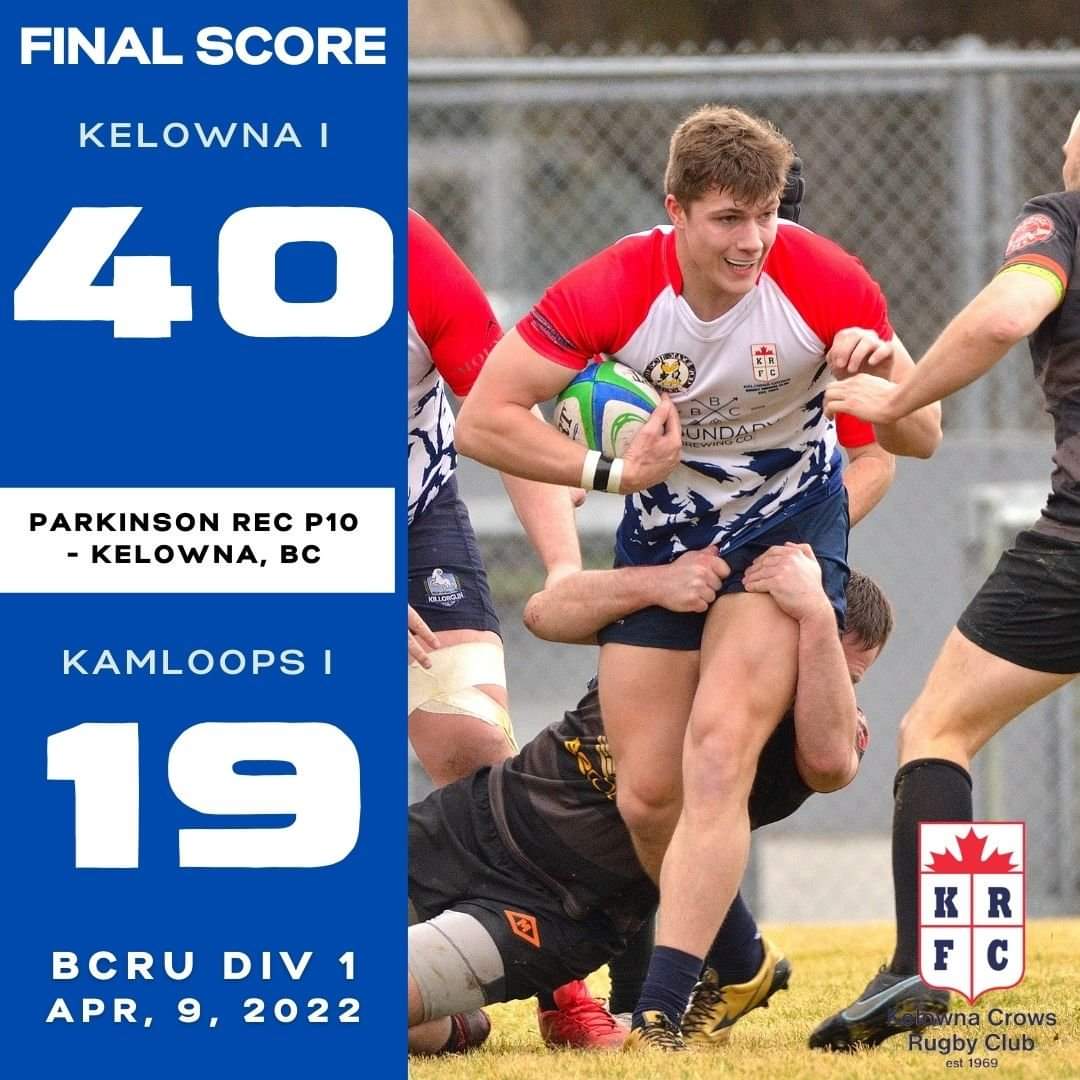 KelownaCrowsRFC's tweet photo. SATURDAY SWEEP!

Great result for both Crows sides.

1st Div keeps playoff hopes alive with W over @KamRugbyClub. Battle continues in Kamloops with a win and in playoff scenario this Sat.

3rd Div wraps up reg season 4-4 with a hard fought W over @ScribesRFC!

#Kelowna #BCRugby https://t.co/JPOf0aMc3U