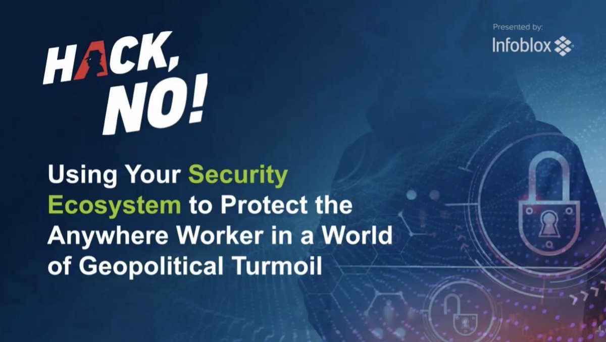 Infoblox's tweet photo. Thank you to all who joined our Hack, No! event today and for your great questions! Thank you to our special guest Tom Kellermann, Head of Cybersecurity Strategy at @VMware for joining us and sharing your expertise! 👏👏👏
#HackNo https://t.co/GzRWvPEhOE https://t.co/FoI8XzP6Ak