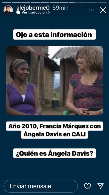 SulayBuitrago's tweet photo. @MaElviraSalazar Ajá Francia Márquez haciéndose la boba, confabulada con los delincuentes guerrilleros. No va a saber quién era Chávez . Tampoco sabe quién es Ángela Davis…🙄🙄 https://t.co/Bok7jbpQnS