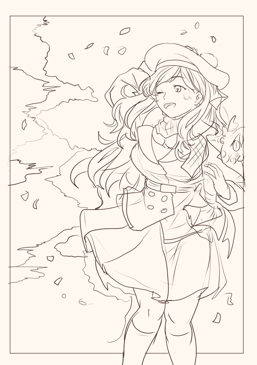 コマちゃん誕絵下書き 