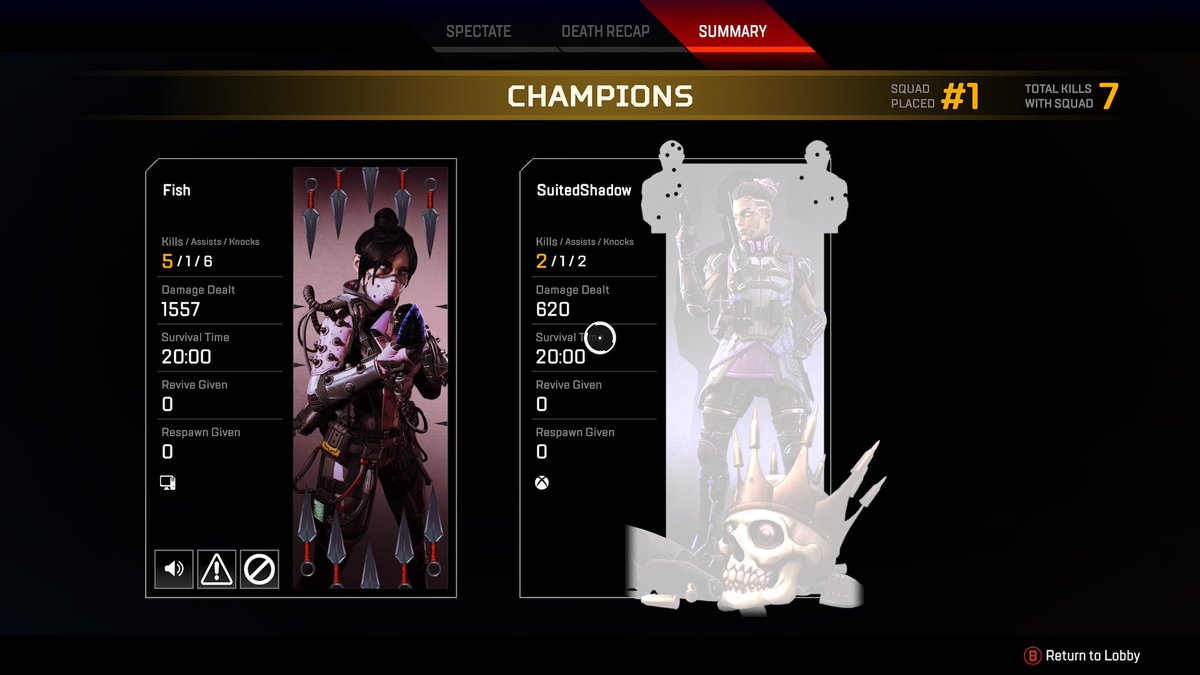 Hotcarl555's tweet photo. First game back @fishmeista #ApexLegends #XboxShare https://t.co/6PbYsjneQE