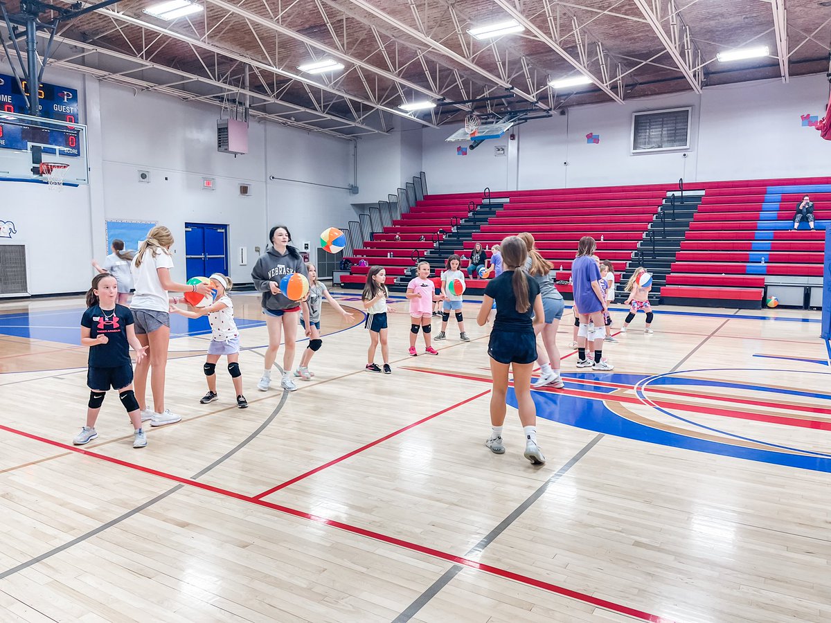 LadyRamVball's tweet photo. Day 1 of Lady Ram Volleyball Kids Camp🏐 75 little campers &amp; lots of fun!❤️💙 See you again tomorrow.🤩 https://t.co/KOPHjnqSec