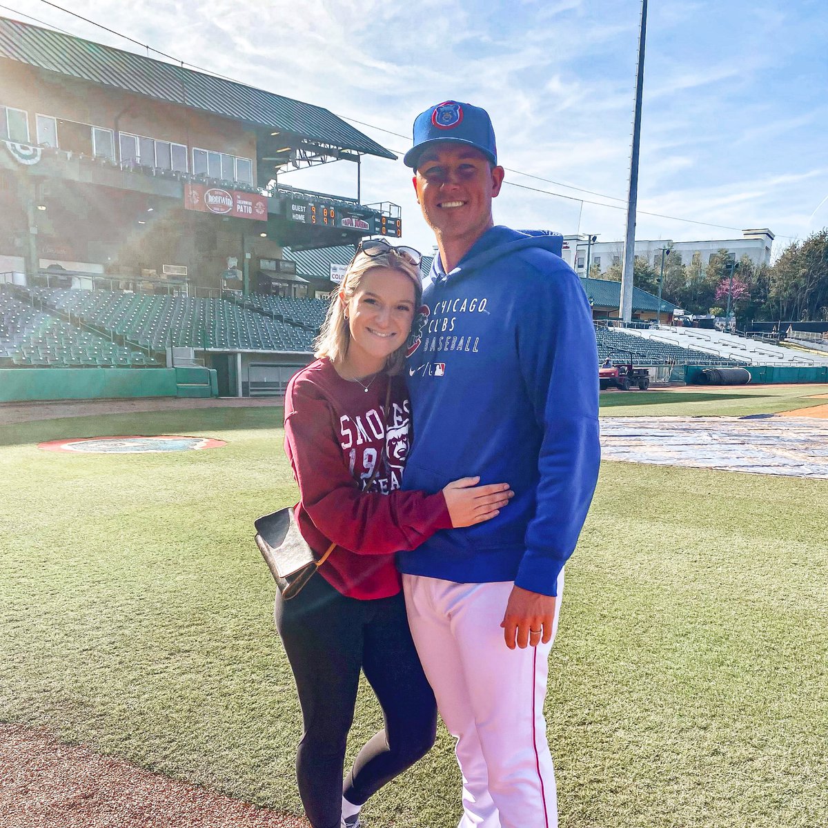 First game of the season in the books ✔️ So proud to see you back on the mound @rileythomp19 💙🤍