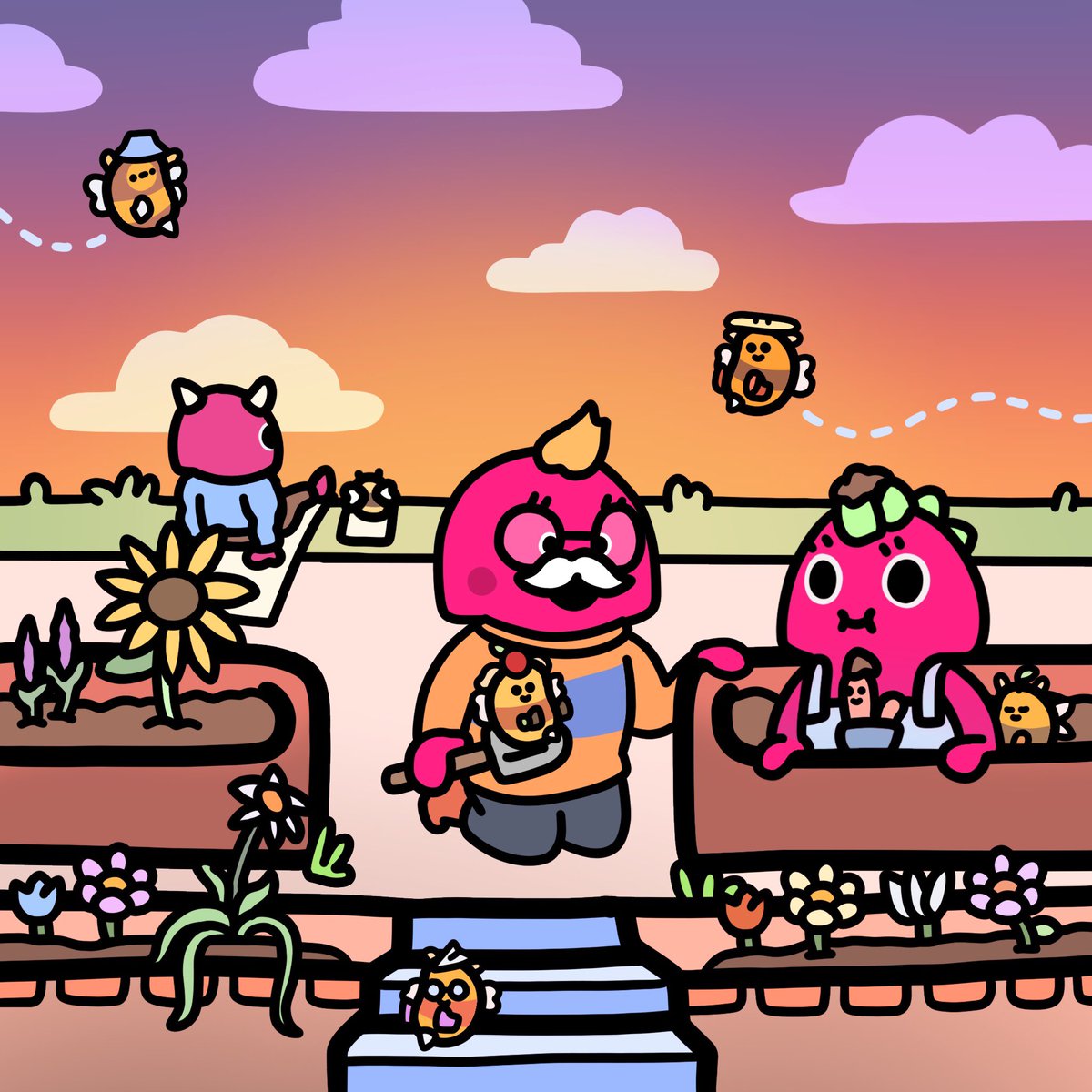 No Nos need to make sure the planets they visit are sustainable. 

Fortunately, <a href="/bumblebeenies/">Bumble Beens 🐝 MINT LIVE</a> are teaching us how to garden! 

We're BUZZING to to give away 10 buzzlists! 

🐝Follow <a href="/NoNos_NFT/">No No's</a> and <a href="/bumblebeenies/">Bumble Beens 🐝 MINT LIVE</a> 
🐝Retweet
🐝Comment your favorite flower and why? 👇