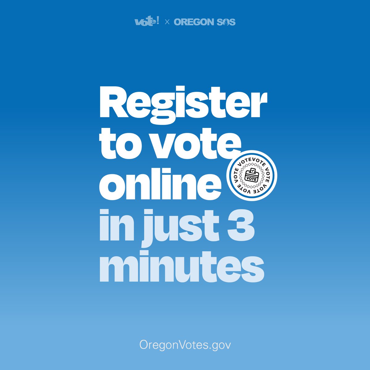 Register to vote online in just 3 minutes at OregonVotes.gov/register to register to vote in Oregon, you must be: 

✅ A U.S. citizen
✅ A resident of Oregon
✅ At least 16* years old

*You will not receive a ballot until an election occurs on or after your 18th birthday.