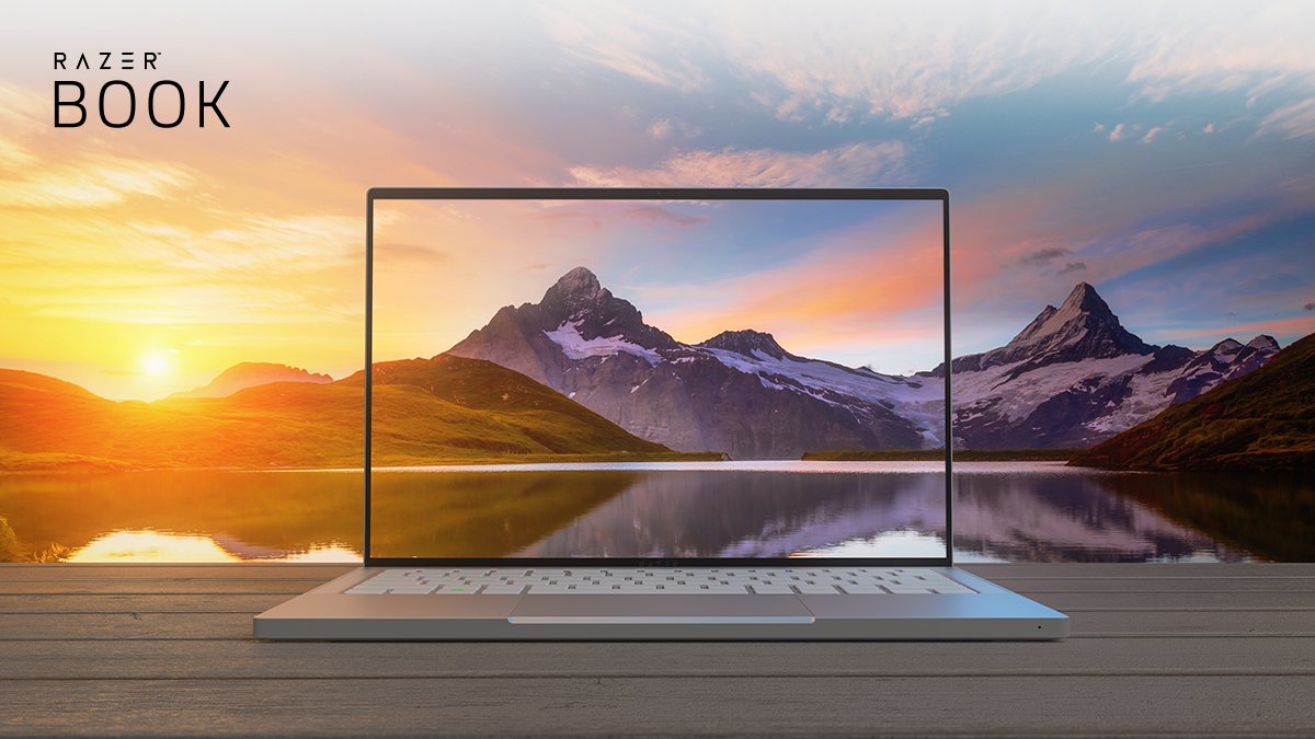 Razer's tweet photo. Maximize your screen real estate with the Razer Book’s stunning 13.4” thin bezel display, equipped with a taller 16:10 aspect ratio and an anti-reflective panel that’s perfect for all your productivity needs: https://t.co/nzphvgOAmc https://t.co/LohKMYygm3