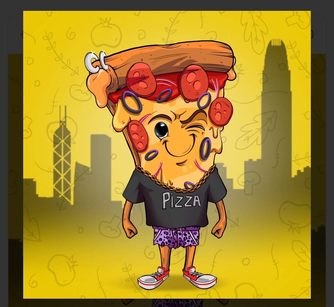 Iza829's tweet photo. @kaiyabunga Pizza NFT sounds like a delightful investment check out @CHFTYPizzas https://t.co/K45vGjx7tu