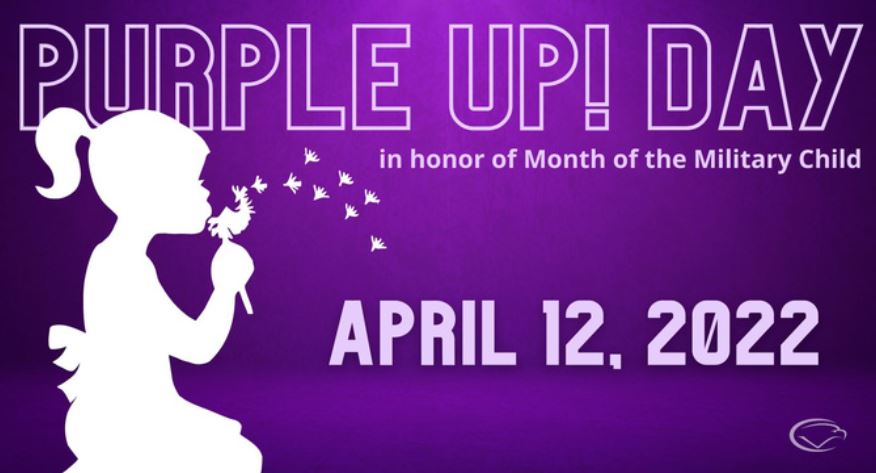 MrsTingleyMSX's tweet photo. Join us in celebrating "Purple Up! Day" this Tuesday, April 12th! We encourage all of our @MSXLions to wear purple to show their support, and thank military children for their strength and sacrifices. 💜 https://t.co/bJLsUtiUkv
