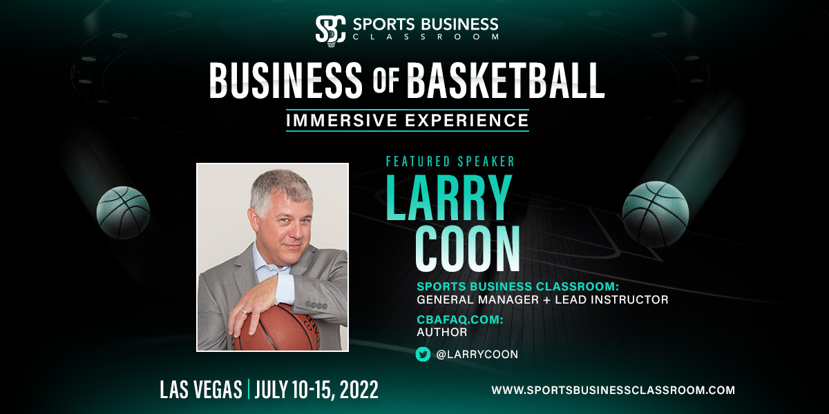 SPEAKER ANNOUNCEMENT 🗣🗣🗣

Please join us in welcoming back GM &amp; Lead Instructor, @LarryCoon! In his 7th year with SBC, Larry is set to host the 2022 Business of Basketball Immersive Experience taking place July 10-15 in Las Vegas.

Register NOW: bit.ly/sbclasvegas2022