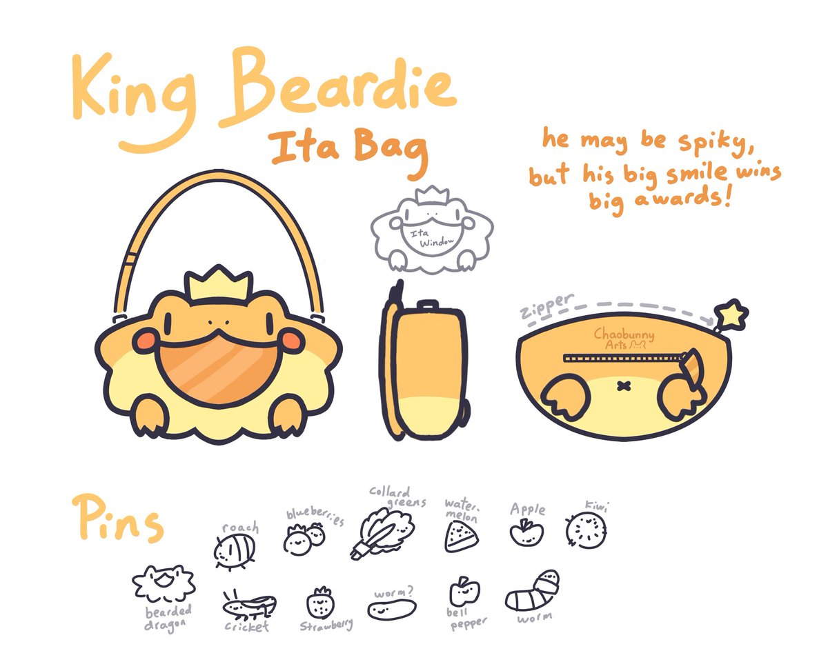King beardie ita bag concept!  Trying to decide if he'd be better as a purse or a fanny pack! 