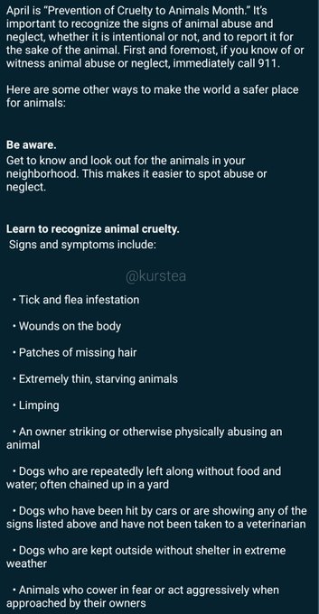 April is prevention of cruelty to animals month.  If you see something, say something. https://t.co/<a href="/tag/foodporn"class="tags"><span>#foodporn</span></a>