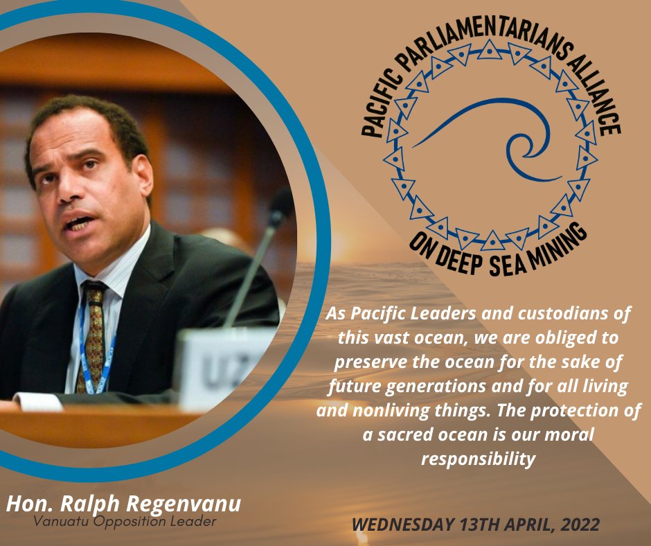 pacblueline's tweet photo. Join @RRegenvanu from ๐ป๐บfor the launch of #OurOceanCall & the #Pacific Parliamentarians Alliance on #DeepSeaMining (PPADSM).
Wednesday 13th April, 2022 (11AM Fiji Time).
Register and join our leaders: https://t.co/w7uM4g1xam https://t.co/BIjoxZaBpS