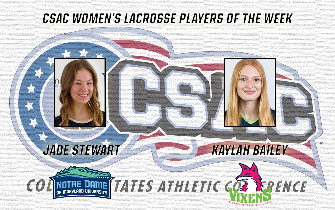 CSACsports's tweet photo. CSAC Players of the Week for April 11 (1/2):
BASE - KJ Curry &amp; Cam Nolet of @Ignite_the_Fire 
SOFT - Riley Tremblay &amp; BB Aquila of @CCCFalcons 
MLAX - Jonathan Balsamo &amp; Nico Cione of @CairnAthletics 
WLAX - Jade Stewart of @NDMGatorSports and Kaylah Bailey of @SBCvixens https://t.co/yjegnEBYOW