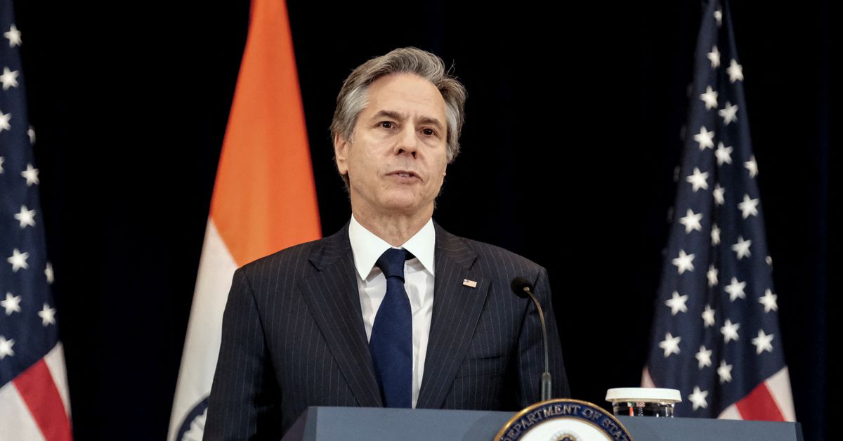 Reuters's tweet photo. U.S. monitoring rise in rights abuses in India, Blinken says https://t.co/cfJRCKQ9wo https://t.co/dRful4djtI