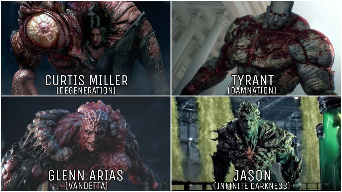 What's your favourite 'Final Boss' from the RE CGI movies/series? 💙 # ResidentEvil #Biohazard #REBHFun #Tyrant #Degeneration #Damnation #Vandetta  #InfiniteDarkness #LeonKennedy #ClaireRedfield #ChrisRedfield, image size:1200x675