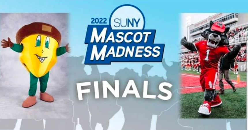 sunyesf's tweet photo. Final-ly!

@ESFOakie goes head to head with @stonybrooku's Wolfie! 

Voting starts tomorrow - April 12 - at noon!

Be ready to show New York state that we love our mascot!
#SUNY #MascotMadness https://t.co/L6Kn9C6JNS