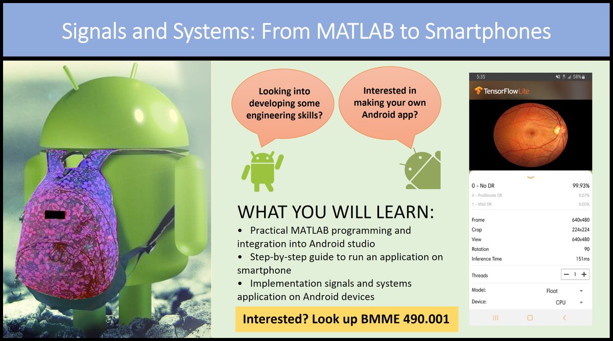 jointbme's tweet photo. Looking for an elective summer course to fulfill your degree requirements? BME 490.001: “Signals and Systems: From #MATLAB to Smartphones” with Postdoc Arian Azarang. In this course, you will learn how to apply signals and systems applications into #Android smartphones https://t.co/Akq9BbhRyw