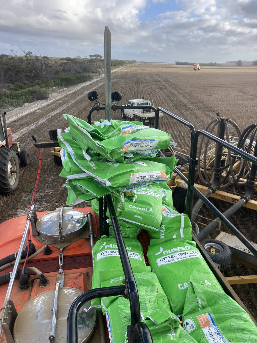 My brothers idea for holding the used canola bags @NuseedAustralia