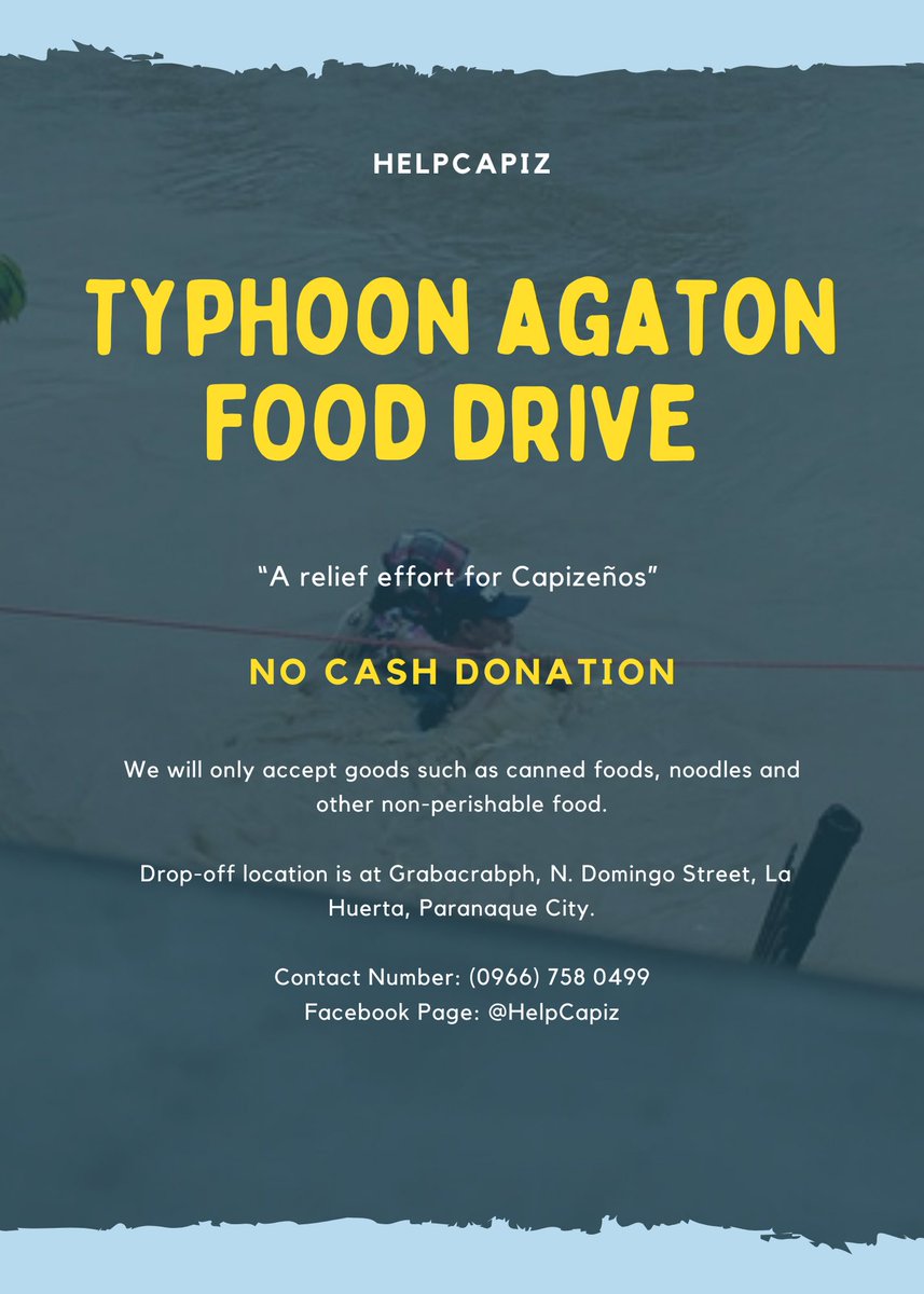heydouggg's tweet image. Friends in Manila if you have extra groceries or any non-perishable goods you may send it to our address. Capiz needs our help. (Please retweet) #HelpCapiz #TyphoonAgaton