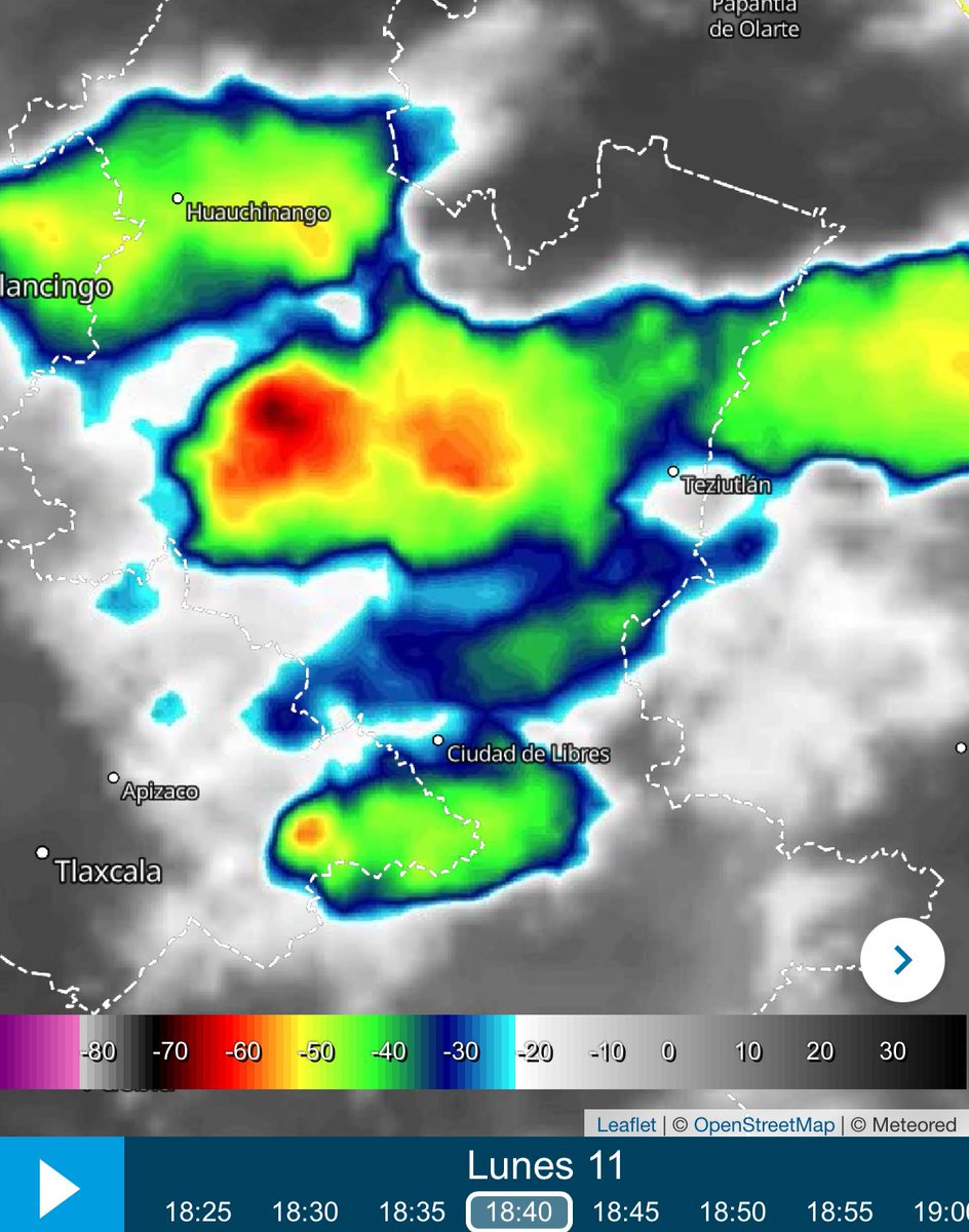 InfoMeteoro's tweet photo. 🔴⛈Fuertes tormentas con granizo se han moviendo en valles altos de Hidalgo y Puebla esta tarde, reportándose posible #Tornado🌪  entre Cuyoaco y Oyameles, Puebla al noreste de Libres.

✅En esta zona son comunes eventos de tornados… esperemos confirmación @TornadosMexico https://t.co/bIIc8hfFpt