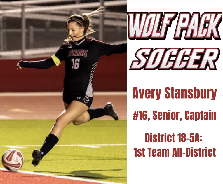Congratulations to our senior captain, Avery Stansbury for being named 1st Team All-District! ⚽️🐺 #WolfPackProud