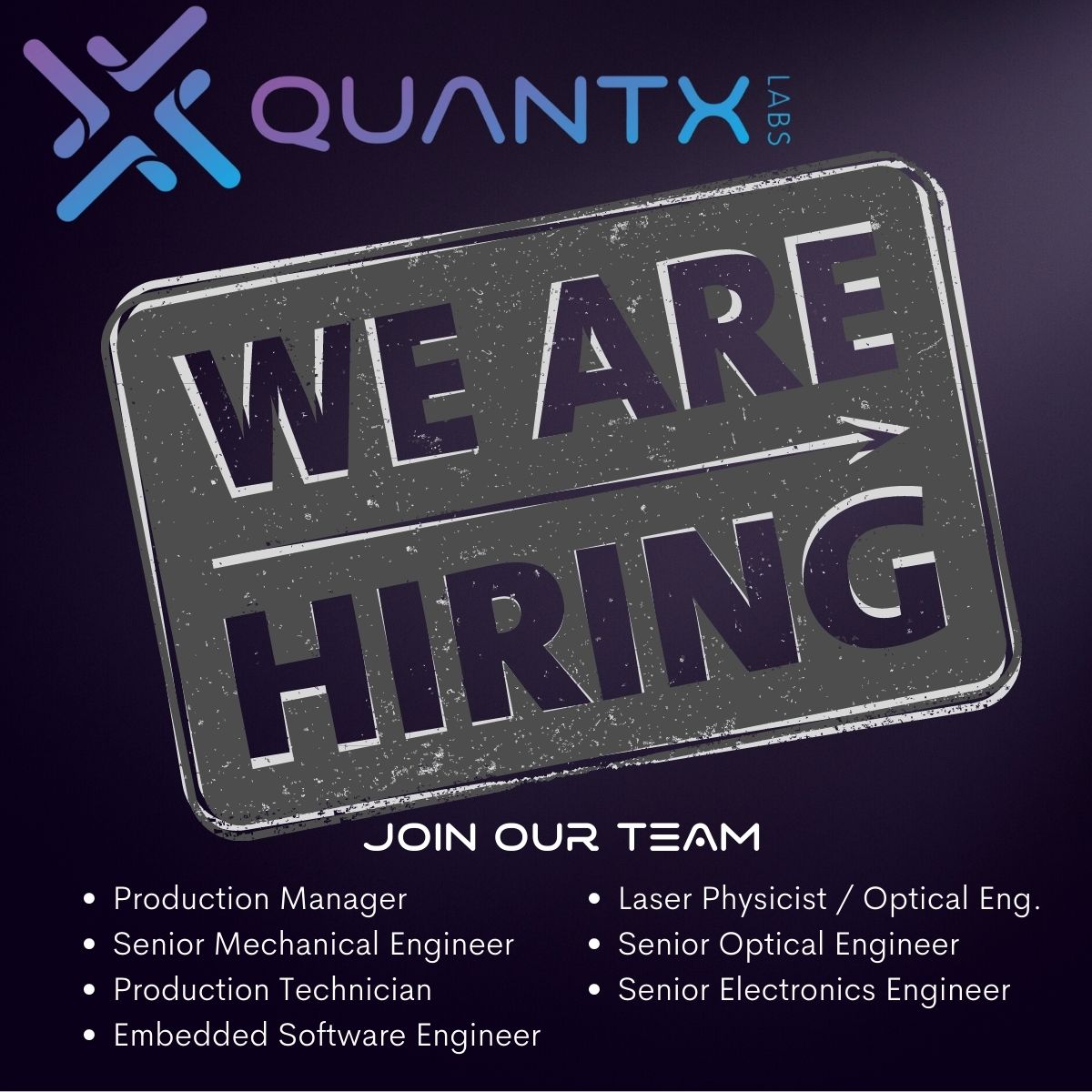 QuantX Labs (formerly Cryoclock) (@cryoclock) on Twitter photo The expansion continues.
We are now seeking a Production Manager and Senior Mechanical Engineer to join our team.
Check out our website for more details and how to apply.
zcu.io/CH4H
<a href="/ClockDude/">Andre Luiten</a> <a href="/MartyOConnor/">Martin O'Connor</a> <a href="/LotFourteen/">Lot Fourteen</a> The expansion continues.
We are now seeking a Production Manager and Senior Mechanical Engineer to join our team.
Check out our website for more details and how to apply.
zcu.io/CH4H
<a href="/ClockDude/">Andre Luiten</a> <a href="/MartyOConnor/">Martin O'Connor</a> <a href="/LotFourteen/">Lot Fourteen</a>
