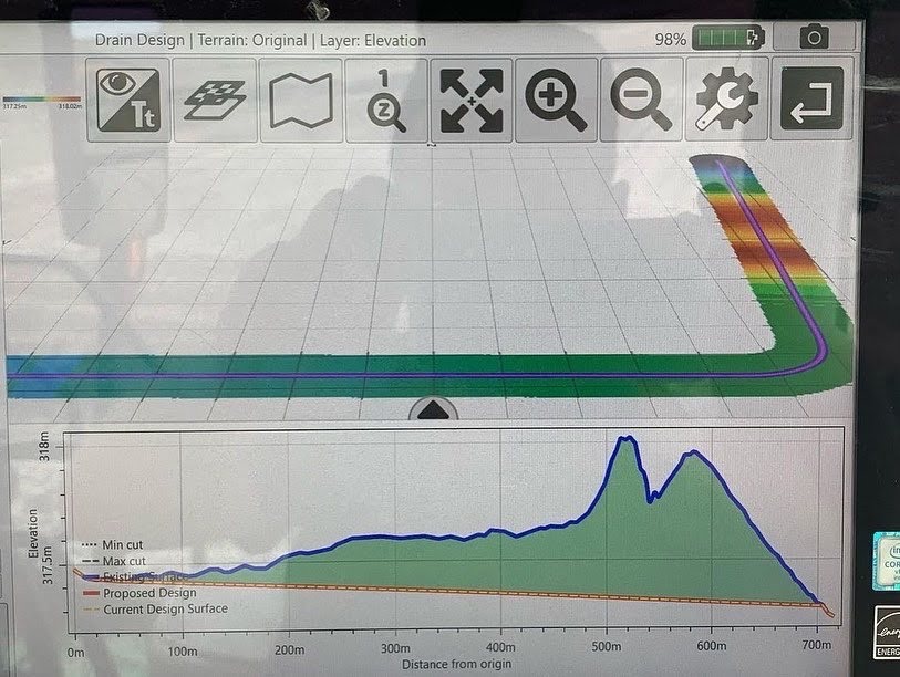 Repost from #harriss_contracting 
instagram.com/p/CcK08aDLMzG/ 
Claying is pretty well finished so into some drainage work before seeding. Nice little drain designed &amp; built using t3rracutta. 800m long up to 800mm deep &amp; battered off to 10%  so as not to impede the customers run lines