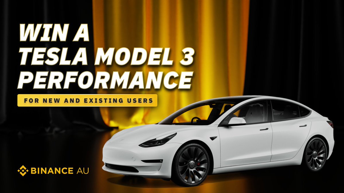 Binance_AUS's tweet photo. Congratulations @SGTSADLER77, @LouskiLady, @DWOLFBTC, @anarcist_live &amp; @TrackerNikki. Your swag is on its way! 🎉

Don't forget there's just over a week left to score yourself a Tesla Model 3 Performance! 🚗

Enter Now 👇
https://t.co/jfFFto7xj2 https://t.co/zIveptBGwA