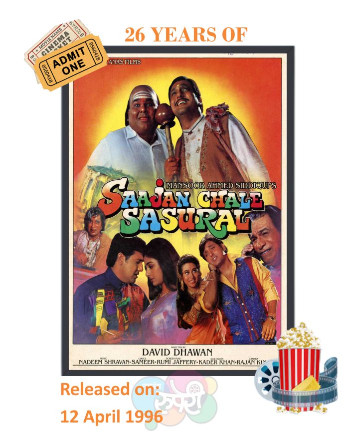 This Day That Year! #SaajanChaleSasural 

#Govinda #Tabu 
#KarishmaKapoor #KaderKhan 
#SatishKaushik #ShaktiKapoor 

#DavidDhawan #NadeemShravan 
#Sameer 

#26YearsOfSaajanChaleSasural  

@SameerAnjaan