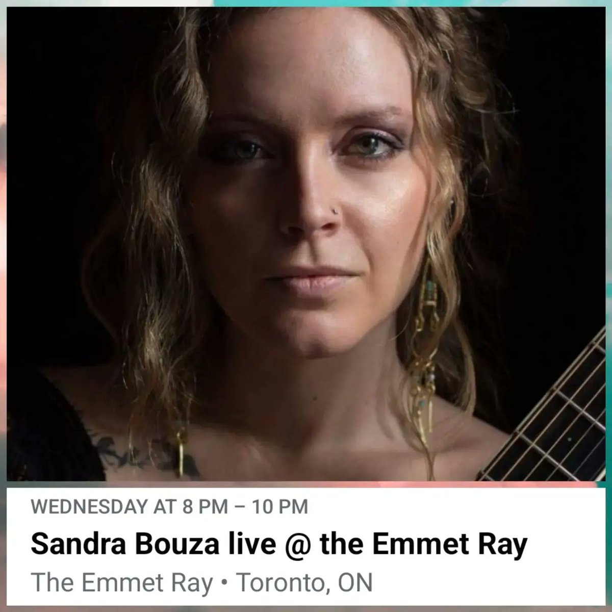The Emmet Ray (@theemmetray) on Twitter photo SANDRA BOUZA.
Live at @TheEmmetRay Wed 8-10pm
A VOICE OF POWER AND PASSION.
SONGS THAT TOUCH YOUR HEART AND FUEL YOUR SOUL.
A PERFORMER TO REMEMBER.
Reservations by email:
reso@erbar.ca
Visit us at
TheEmmetRay.com SANDRA BOUZA.
Live at @TheEmmetRay Wed 8-10pm
A VOICE OF POWER AND PASSION.
SONGS THAT TOUCH YOUR HEART AND FUEL YOUR SOUL.
A PERFORMER TO REMEMBER.
Reservations by email:
reso@erbar.ca
Visit us at
TheEmmetRay.com