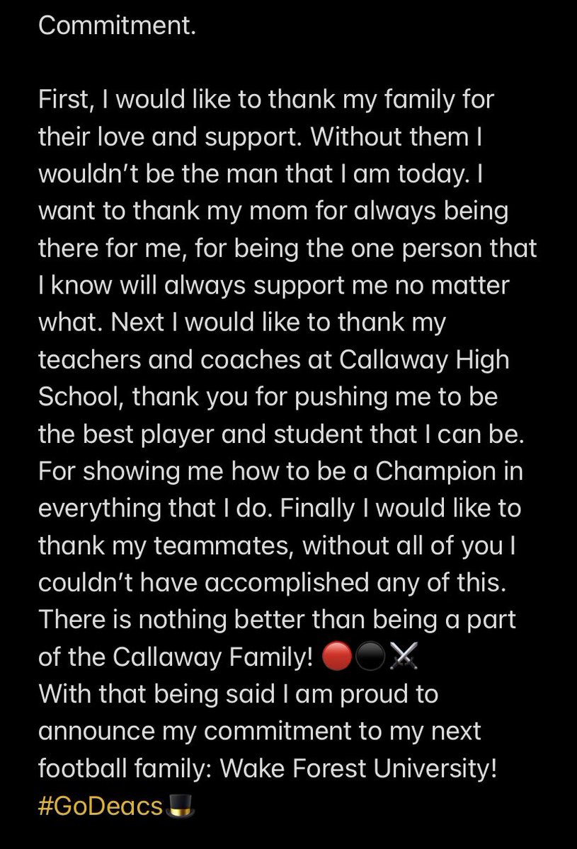 williams_chs's tweet photo. 𝘾𝙤𝙢𝙢𝙞𝙩𝙩𝙚𝙙 🎩💯

@CoachClawson @CoachCohenWake @CavsRecruits @Caraway6 @brannen_jacob @9BRUCE1 @kevineckleberry @Mansell247 @JPattersonTV @rexcastillotv @itgnext_georgia @GPBsports https://t.co/eEK2E83k72