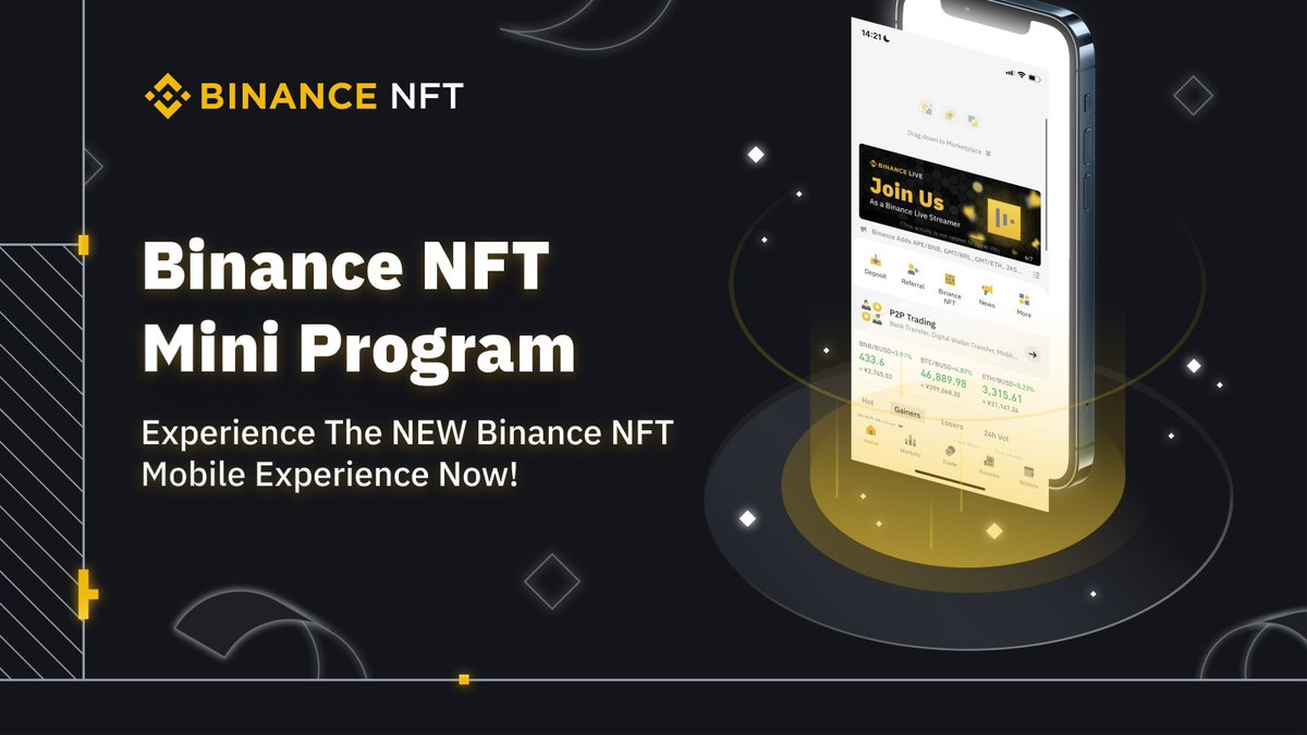 Binance (@binance) on Twitter photo .<a href="/TheBinanceNFT/">Binance NFT</a> Marketplace launches the NFT Mini App Feature, a mobile-friendly version of the #Binance NFT website.
➡️ binance.com/en/support/ann… .<a href="/TheBinanceNFT/">Binance NFT</a> Marketplace launches the NFT Mini App Feature, a mobile-friendly version of the #Binance NFT website.
➡️ binance.com/en/support/ann…
