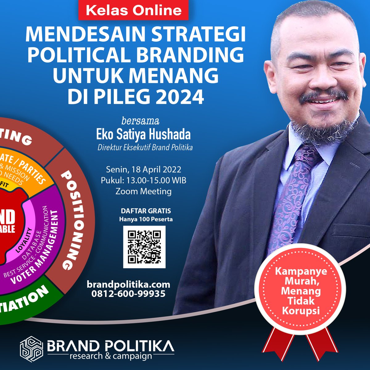 ekosahus's tweet photo. PERSONAL BRAND yang kuat menentukan kemenangan Anda di Pileg 2024. Bagaimana mendesain strategi personal branding? Ikuti kelas online, Senin, 18 April 2022, pukul 13.00-15.00 wib. GRATIS! Hanya untuk 100 peserta melalui zoom meeting. Daftarkan diri Anda 
https://t.co/cYehQXwdah https://t.co/kO5gcI0Mpb