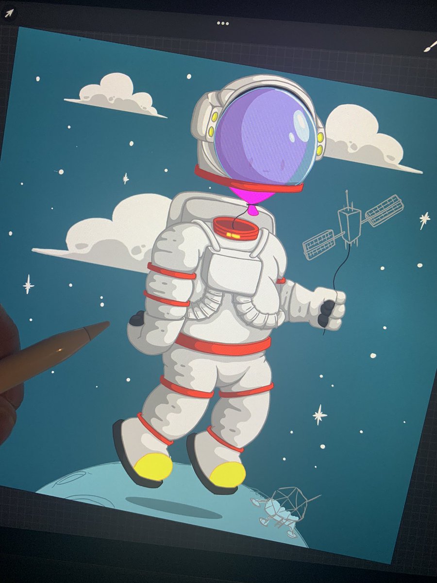Progress on no16…  #wip #balloonheadz #no16 #custom #nft #doodle #ipadpro #procreate #astonaut #moonlanding