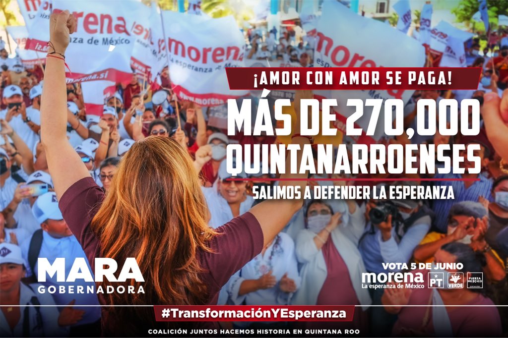 MaraLezama's tweet photo. ¡Todo el poder al pueblo! #SomosMillonesConAMLO y los que queremos #QueSigaLaEsperanza 🙌🏼 https://t.co/BMk0tfrVCc