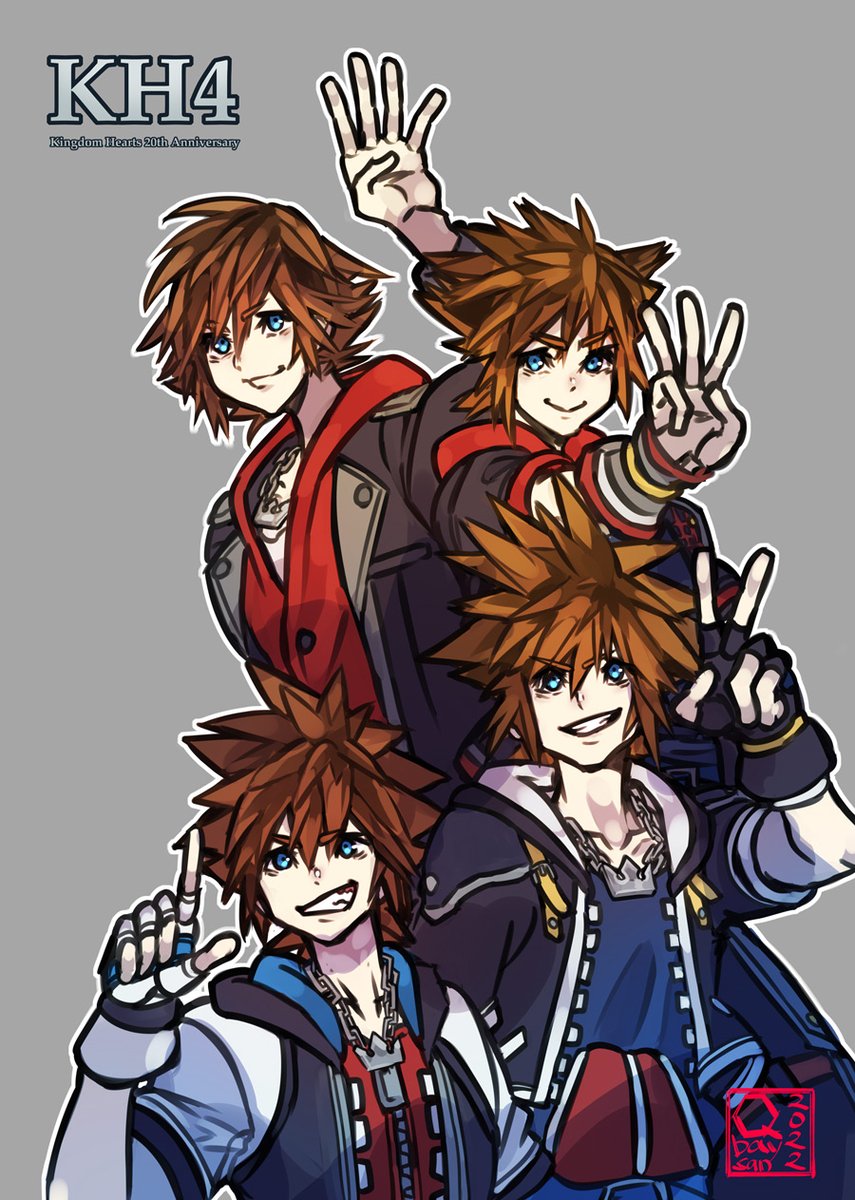 A day late, but here you go, KH4 Sora! With all his previous selves.