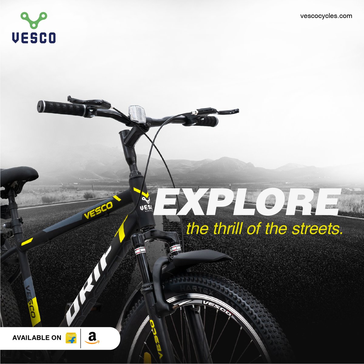 vescoindia's tweet photo. Brace the thrills of exploring the unknown with Vesco DRIFT.

Buy now: https://t.co/RjD3oszMCH

#vescocycles #vescodrift #blackcycle #thrill #cyclinglife #cyclist #cyclingforlife #cyclingaddicted #cyclingstyle #cycling #cycles #cycleriders #cycle #roadcycling #fitness #adventure https://t.co/Wwwv6T53jp