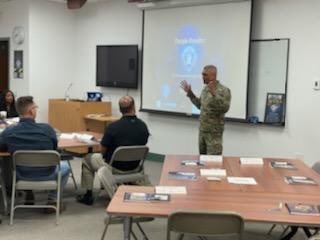 bluecourage's tweet photo. Purple Resolve trainers with the Nevada National Guard kicking off day 1 of the Purple Resolve class today! #purpleresolve #bluecourage #ptsdnow #NevadaNationalGuard https://t.co/o7GVw775g9