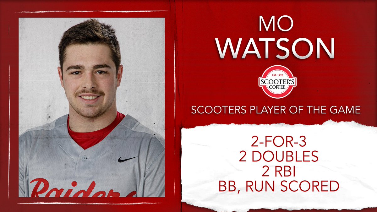 BASE | Your Game 2 <a href="/scooterscoffee/">Scooter's Coffee</a> 𝙋𝙡𝙖𝙮𝙚𝙧 𝙤𝙛 𝙩𝙝𝙚 𝙂𝙖𝙢𝙚 is Mo Watson!

#RaidersStandOut | <a href="/NWC_Baseball/">Northwestern Baseball</a>
