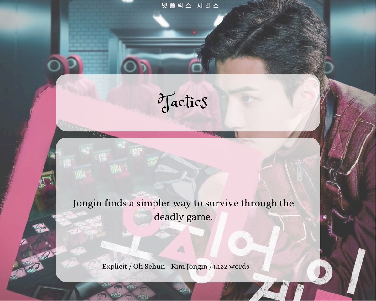topsehunfest's tweet photo. 🤍 Tactics
🤍 TSF2-060
🤍 Sehun/Jongin 
🤍 Explicit
🤍 Squid Game AU, rough sex, hand &amp; finger kink, exhibitionism, breathplay, hopeful ending 
🤍 4132 words
🤍 https://t.co/FBADO7xW2z

#tsfR2 https://t.co/gpX2Y6Qy5W