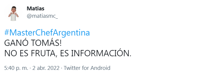 UpMica's tweet photo. Asi estoy #MasterChefArgentina https://t.co/yJgpSyEFgR