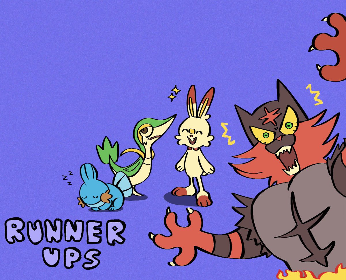 Favorite Starter Pokémon of each type 
I’ll try to hone my skills for next years #PTCGIC2022 lol
#Pokemon #PokemonTCGIllustrationContest2022