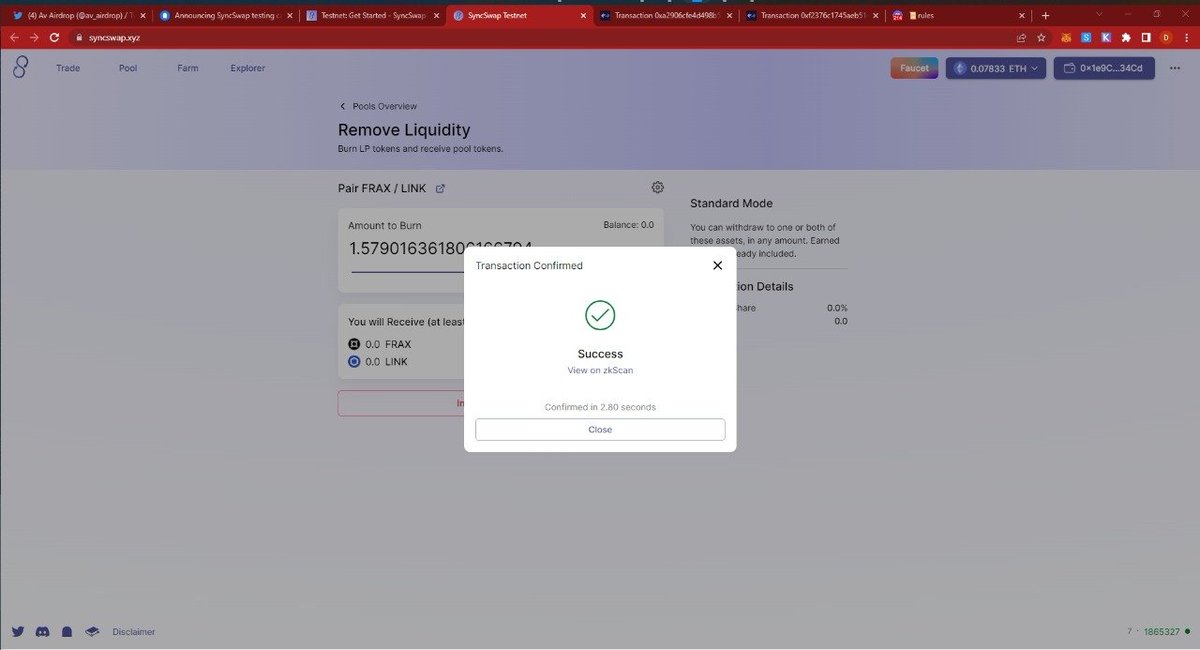 av_airdrop's tweet photo. SyncSwap is very easy to use and fast , the ui is good for new user , i hope these project will be succeed.

@bechmandaol
@dheafebryxxx
@dewixsintax
@adindaalifaxxx 

Join the discord : https://t.co/9TqoOrH9HB

#L222 #zkSync #Layer2 #ZKRollup #testnet #Ethereum #DeF https://t.co/mo8T1QV4vB