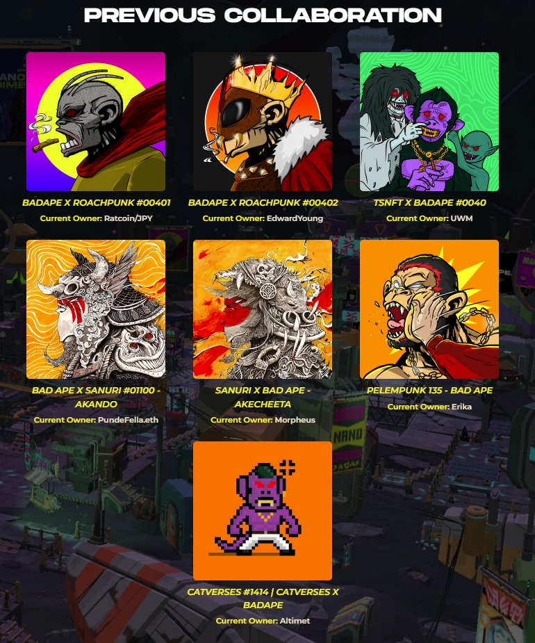 Not mean to flex, but Pelempunk 135 is on <a href="/BadApeNFT/">BADAPE NFT Official</a> official website badape.io  🕶️ 

cc: <a href="/erikanyannft/">Erika</a>