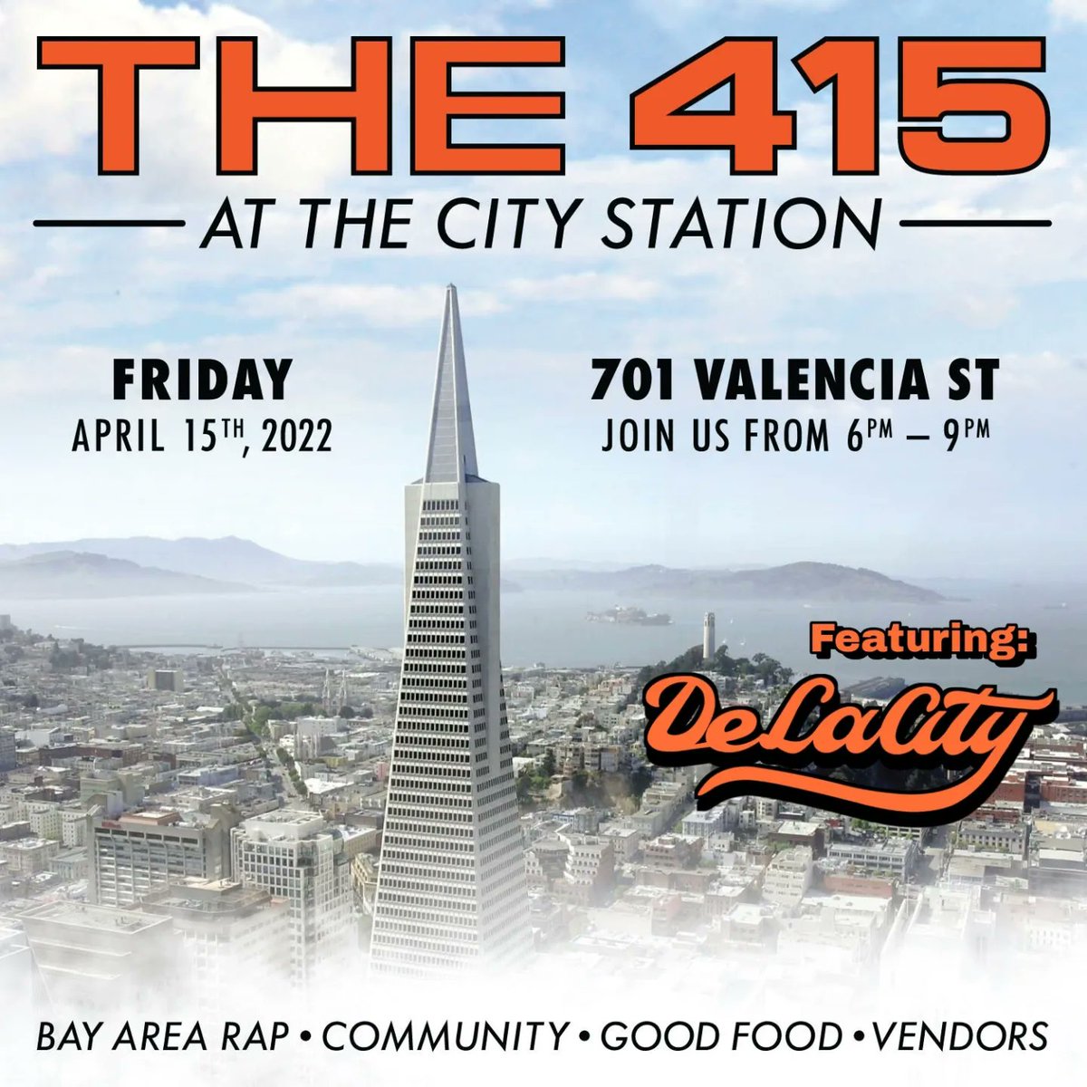 DeLaCity415's tweet photo. Lots of dope events #415Day! โจ๐
I'll be at:
"The 415" at @citystationsf 6-9pm ๐ #FreeEvent #NewDrop #DeLaCity
Continue the turn up at @theholycowsf from 9-2am for #The415Night" w/ @Stunnaman02 @DeejaySeanG @SayHeyKiid #BigSteppin ๐๐๐ #Tickets
https://t.co/lIxg2ajxIJ https://t.co/lLVuXKOweY