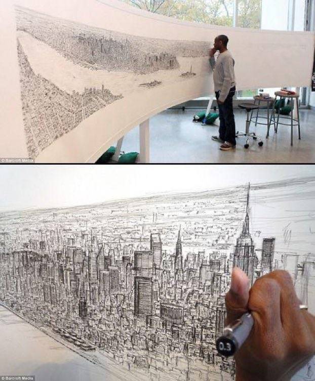 pascal_bornet's tweet photo. Stephen Wiltshire is a British artist with autism. He was flown around New York City in a helicopter, and then proceeded to draw the entire city, by memory, on an 19 ft long canvas... Mind blowing!

#inspiration https://t.co/0SO4vyJ3hR