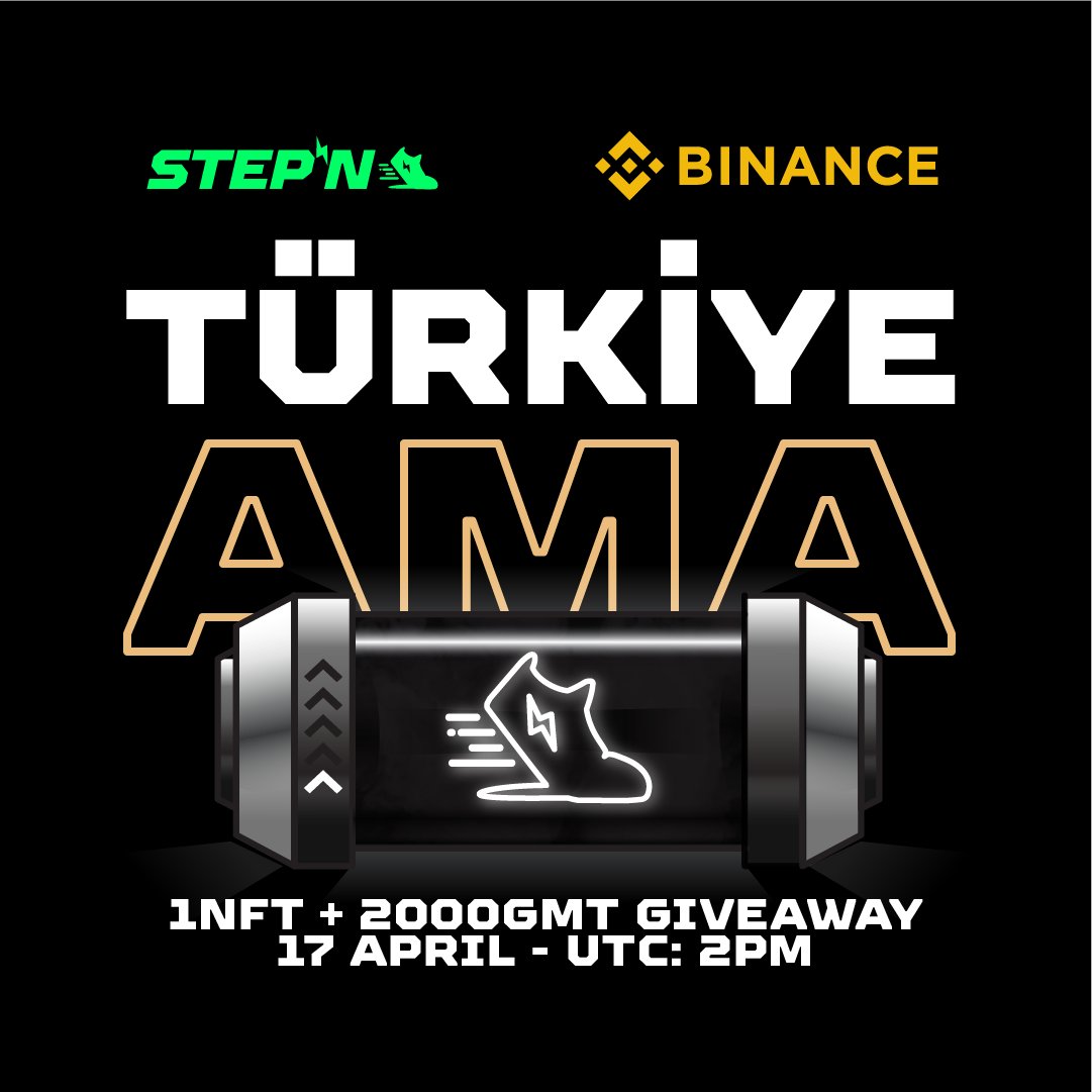 Join our first STEPN x BINANCE Turkey Community Telegram AMA on 17th April UTC 2PM 
Link: t.me/BinanceTurkish
#stepn #gmt #binance #crypto #token #m2e #MOVE2EARN